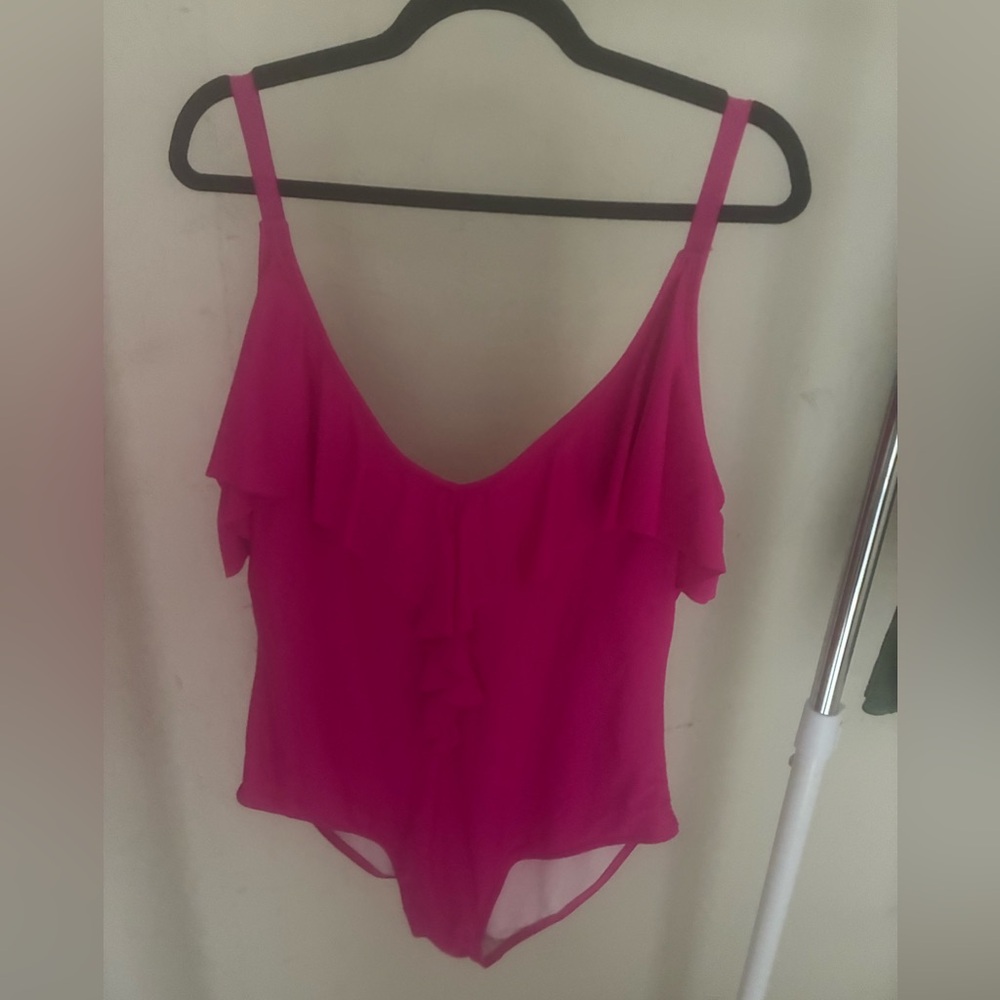 Fashion Nova Pink Ruffle One-Piece Swimsuit